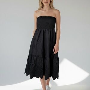 Jason Wu Embroidered Smocked Tiered Strapless Dress skirt